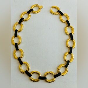 Elegant Fornash Chunky Gold and Black Enamel Chain Necklace